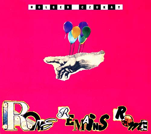 Album cover: red background, hand holding balloons, and stylized text.