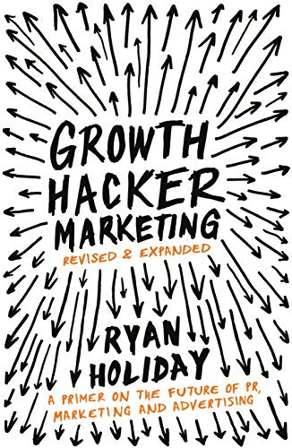 Book cover with “Growth Hacker Marketing” in bold lettering and radiating arrows.