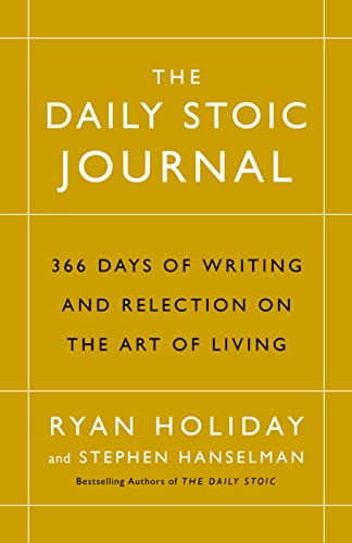 The mustard yellow cover of The Daily Stoic Journal with white text and gridlines.