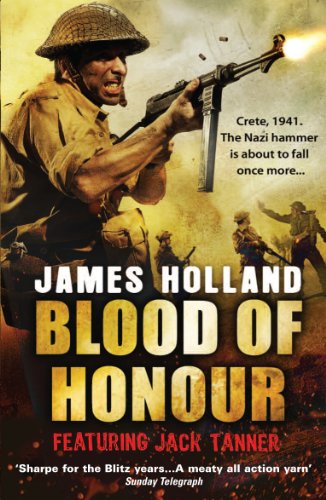 Book cover: Soldier with gun, Crete, 1941, “Blood of Honour” title.