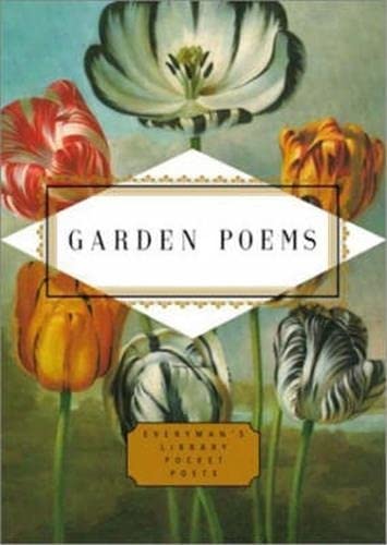 Book cover with tulips and the title "Garden Poems" in gold lettering.