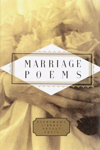 Book cover titled Marriage Poems with a sepia-toned image of hands holding flowers.