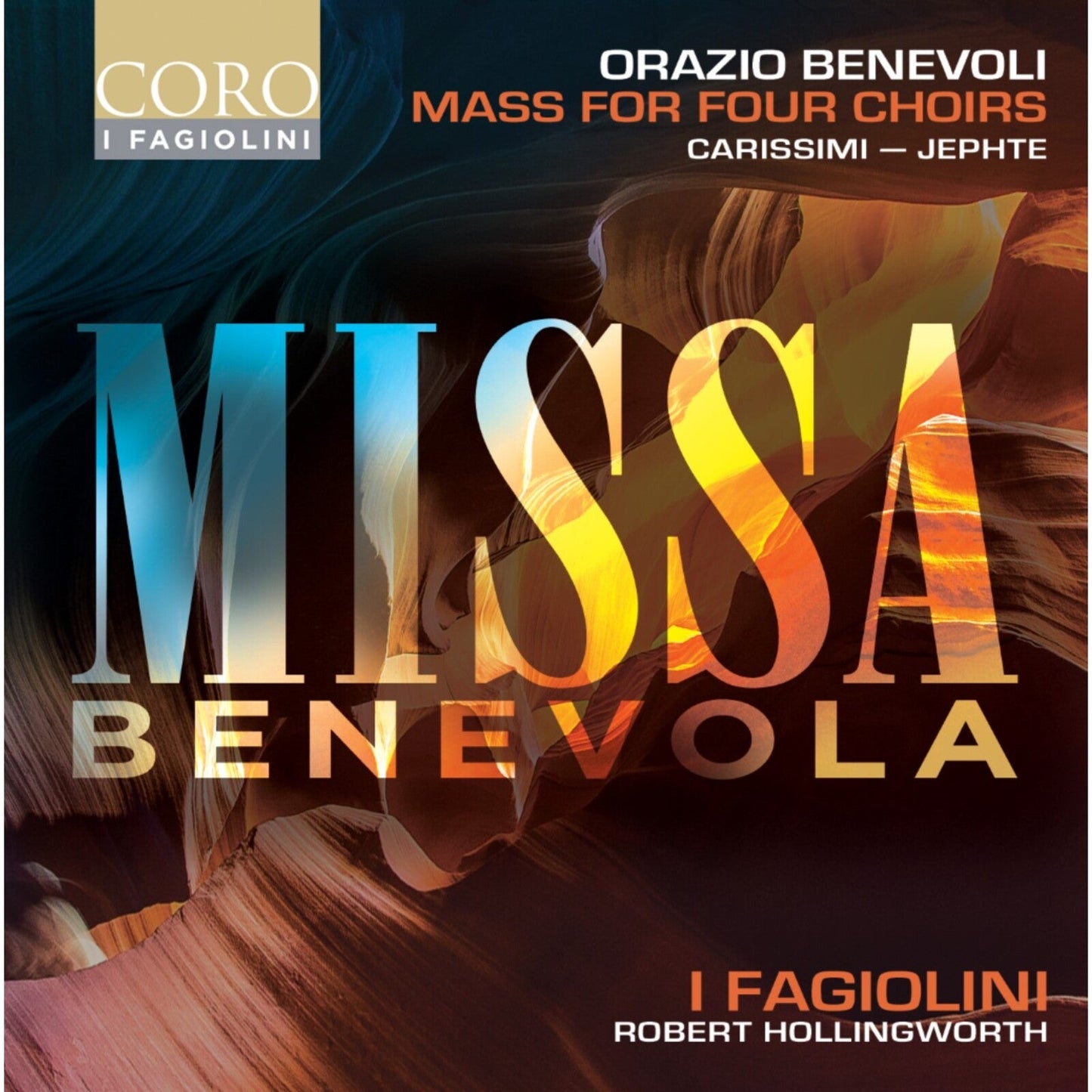 CD cover for "Missa Benevola" by Hollingworth/i Fagiolini, featuring abstract art.