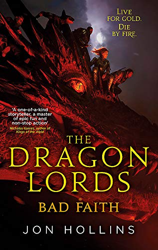 Book cover showing figures standing on a large, red-eyed dragon against a dark sky.