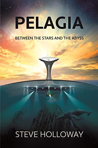 Book cover: submarine, whale, stars, and sunset in a split scene.