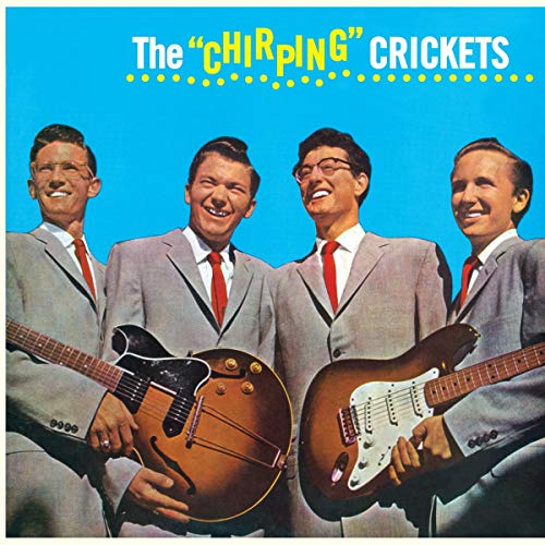 Buddy Holly and The Chirping Crickets album cover with four men and guitars.