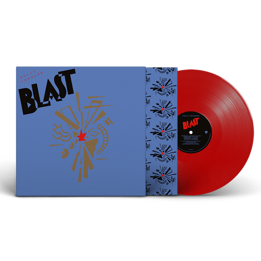 Red vinyl record with a blue cover featuring "Holly Johnson - Blast" artwork.