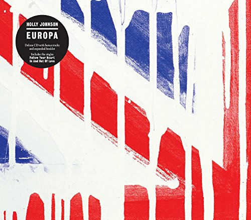 Holly Johnson's "Europa" CD cover: abstract red and blue stripes on white.