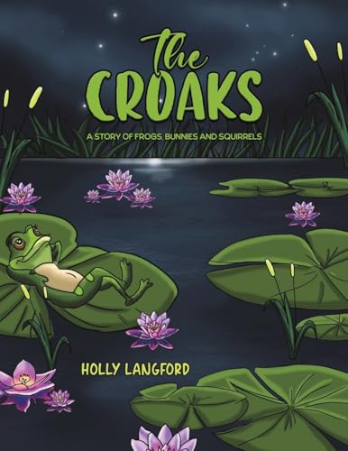 Book cover: a green frog relaxing on a lily pad in a pond.