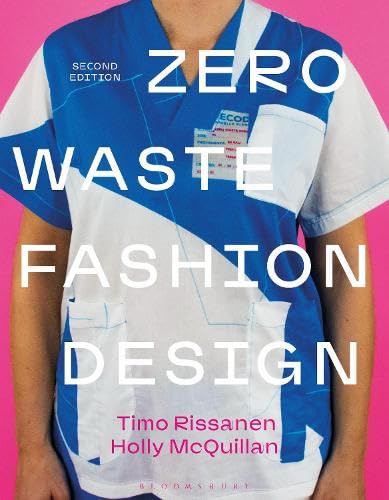 Book cover for “Zero Waste Fashion Design” with blue and white garment.