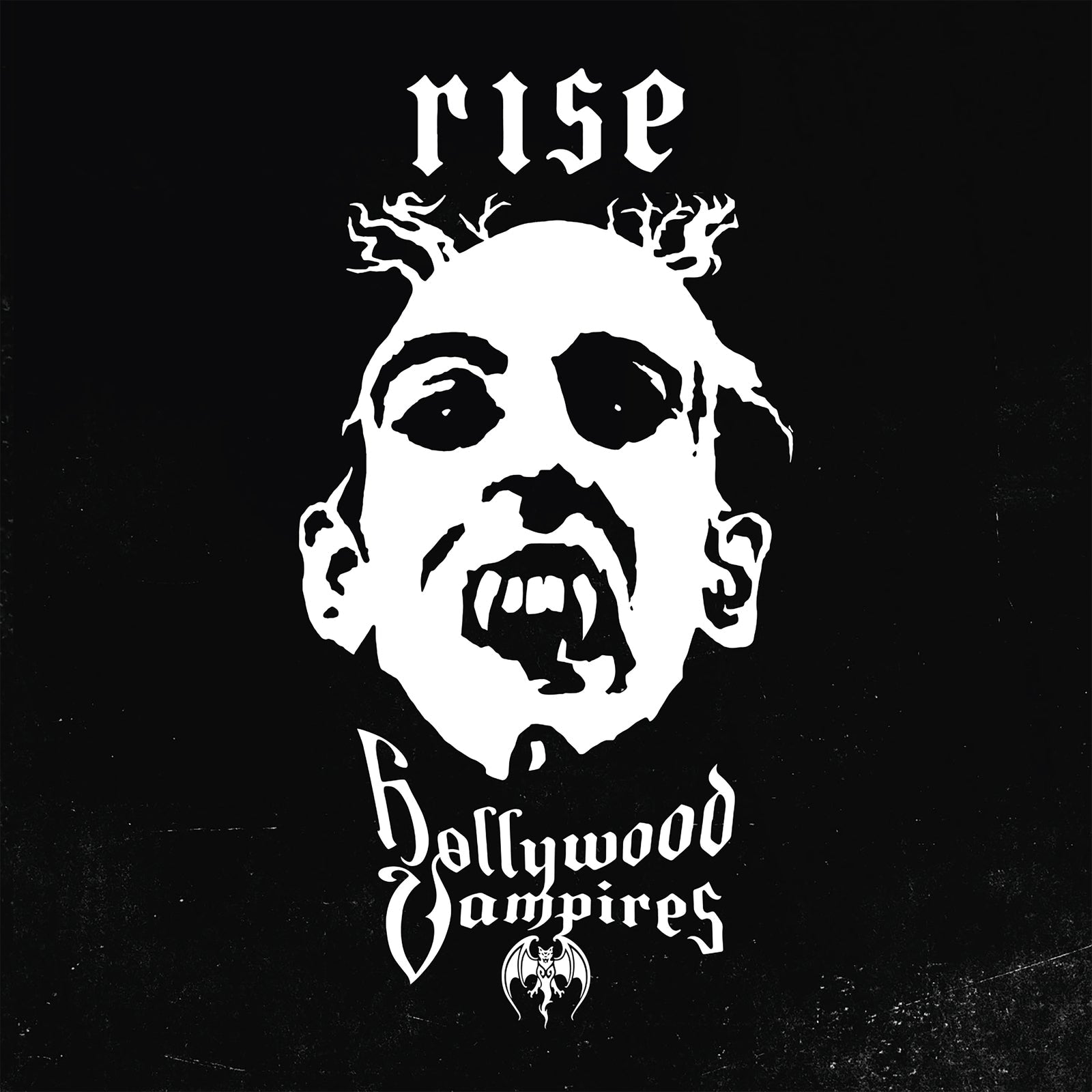 Black and white album cover featuring a vampire face and the band name.
