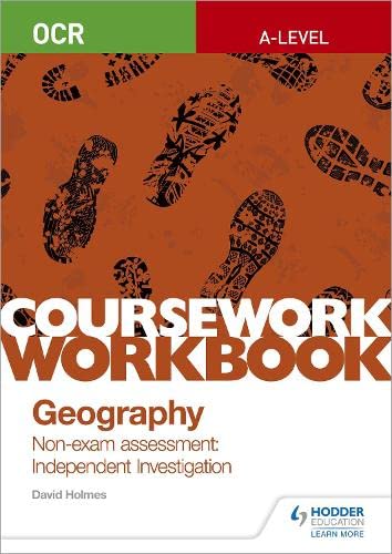 OCR A-level Geography coursework workbook cover with footprint pattern.