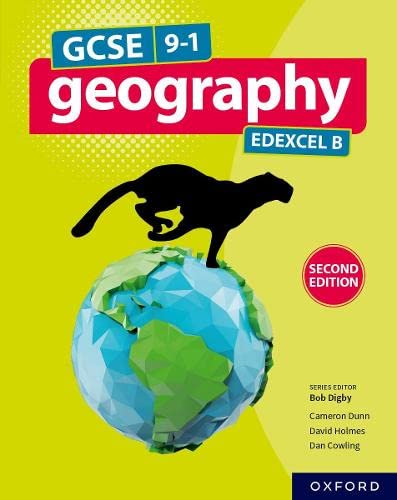 Geography textbook cover with a leaping panther and a polygonal Earth.
