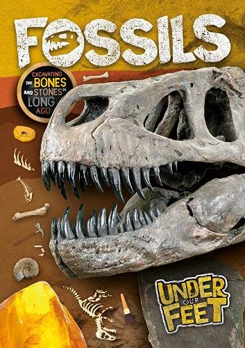 Book cover: "Fossils" with a dinosaur skull and scattered bones.