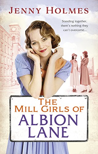 Book cover: woman in vintage clothing with mill building backdrop.