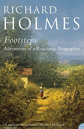 Book cover for "Footsteps" with a path and distant figure in landscape.