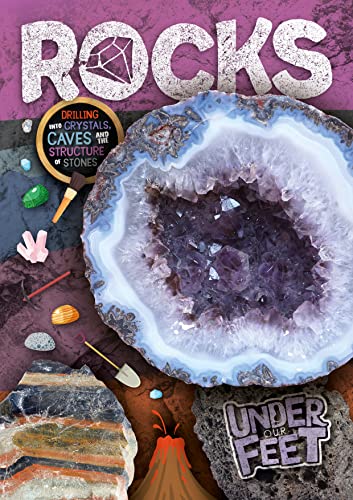 Book cover featuring amethyst geode, tools, and geological formations.