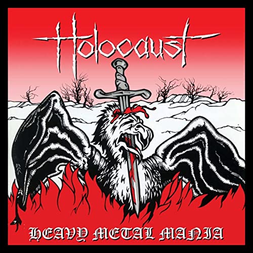Album cover for Holocaust’s “Heavy Metal Mania” featuring a sword and eagle.