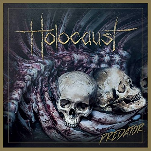CD cover for "Predator" by Holocaust, featuring skulls and dark, organic imagery.