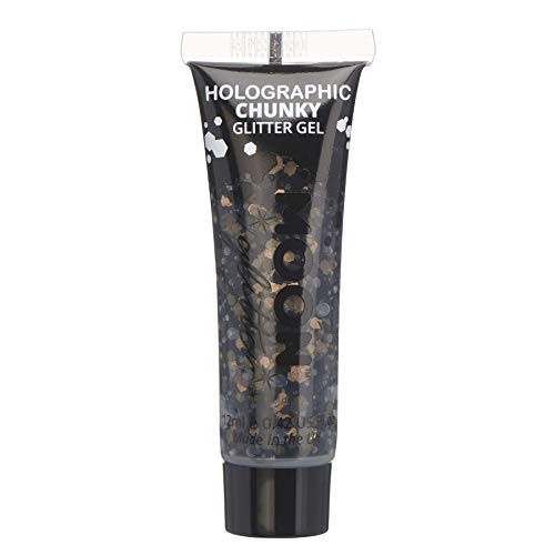 A 12ml tube of black holographic chunky glitter gel by Moon Glitter.