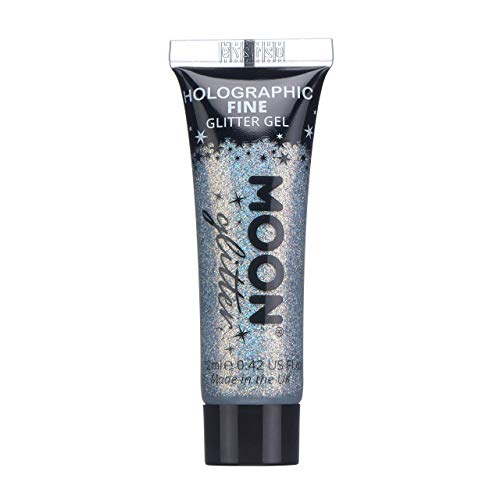 A tube of silver holographic fine glitter gel by Moon Glitter.