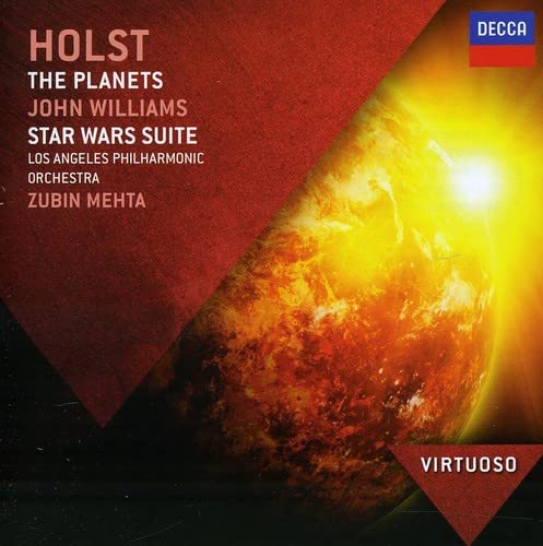 CD cover for Holst’s “The Planets” with a fiery planet image.