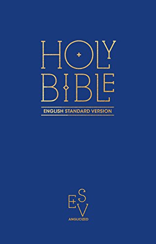 Blue Holy Bible with gold lettering, “English Standard Version” text.