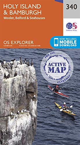 Ordnance Survey map cover showing birds on cliffs and kayakers at sea.