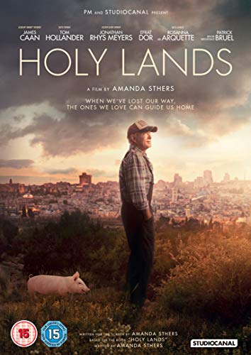 DVD cover for “Holy Lands” featuring a man and pig in a field.
