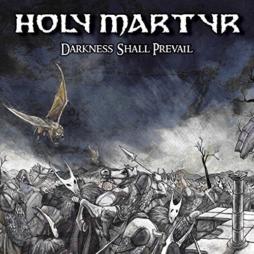 CD cover art: battle scene with knights, dragon, and dark skies.