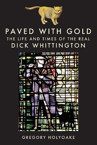 Book cover depicting a stained-glass style illustration of a man and cat.
