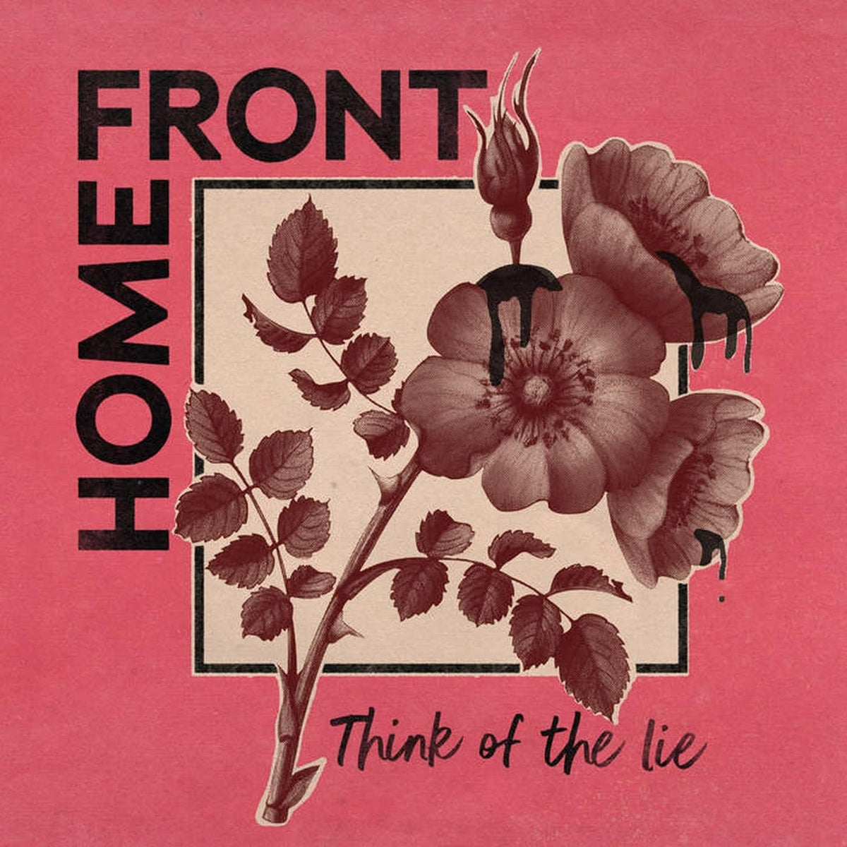 Album cover: pink background with floral collage and bold text.