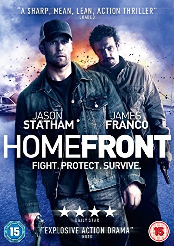 “Homefront” DVD cover featuring Jason Statham and James Franco, action thriller.