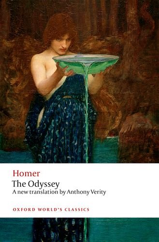 Book cover of The Odyssey by Homer, featuring a painting of a woman pouring water.
