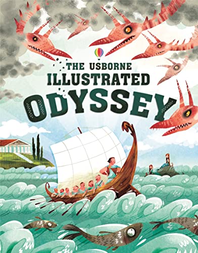 Cover of "The Usborne Illustrated Odyssey" showing a ship at sea.