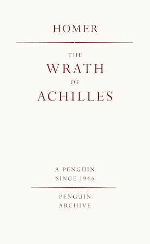 Book cover: "The Wrath of Achilles" by Homer, red text on cream.