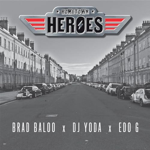CD cover for “Hometown Heroes” featuring a street lined with buildings.
