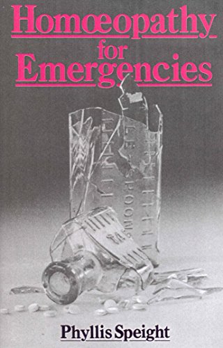 Book cover: "Homoeopathy for Emergencies" with broken glass imagery.
