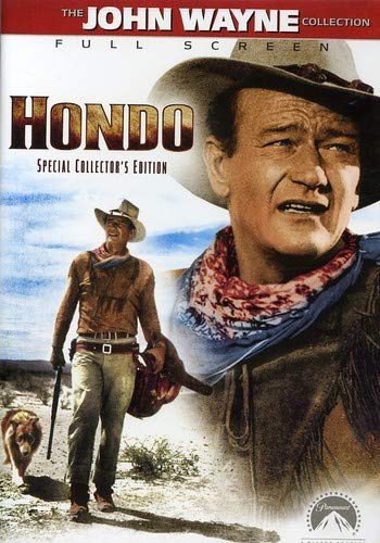 Hondo" DVD cover featuring John Wayne in a cowboy hat and western attire.