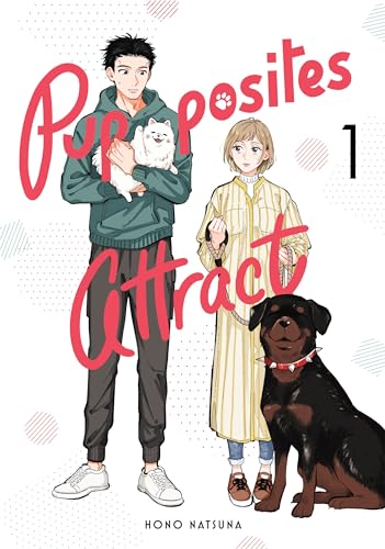 Manga cover featuring a man holding a small white dog and woman with Rottweiler.