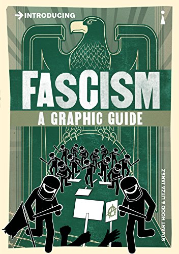 Book cover titled Introducing Fascism featuring a green eagle illustration and stylized riot police.