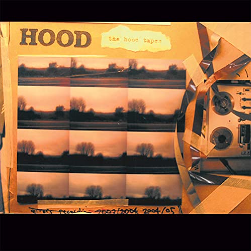 Album cover for "Hood - The Hood Tapes" with landscape and cassette imagery.