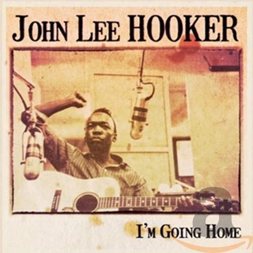 John Lee Hooker album cover, sepia-toned photo of musician with guitar.