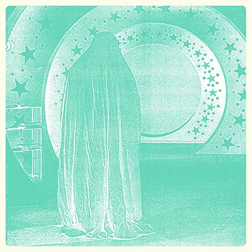 Pale green album cover depicting a veiled figure before a crescent moon.