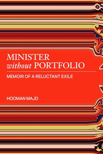 Book cover with horizontal stripes and red center featuring white text Minister without Portfolio.