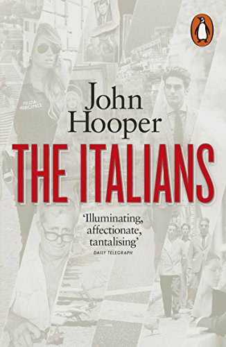 Book cover of "The Italians" by John Hooper, featuring faded images of people.