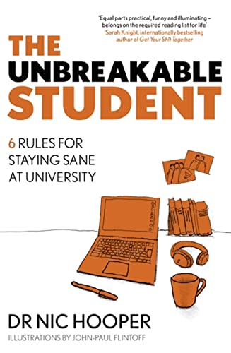 Book cover: "The Unbreakable Student" with sketched study items and orange tones.