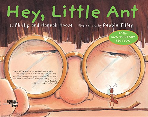 Book cover: large eyeglasses looking at a tiny ant on the ground.