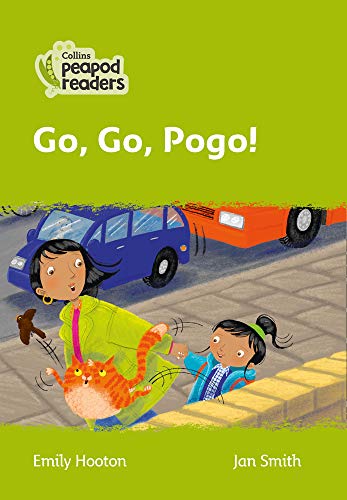 Book cover: children, a cat, and a blue bus on a street.