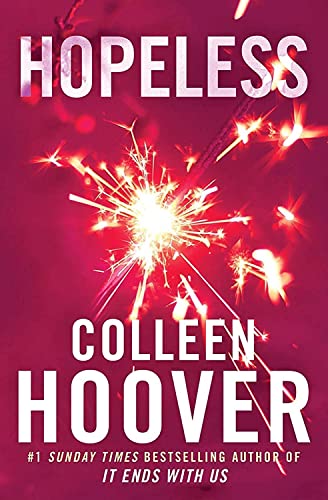 Book cover for Hopeless by Colleen Hoover featuring a bright sparkler on red background.